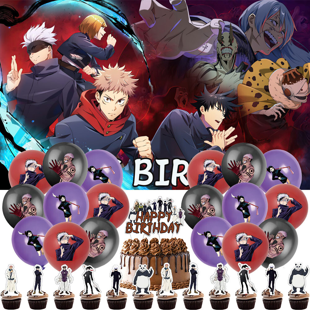 Jujutsu Kaisen Party Supplies Party Decorations Set Banner Balloons Cake Toppers