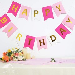 Roseo Pink 8.2ft x 6.6ft (strands), 5.5in x 7.9in (flags), Pink+Roseo+Gold