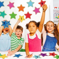 108 PCS 5.5 Inch Confetti Star Cutouts, Large Paper Stars, Assorted Colors