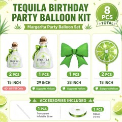 6Pcs Tequila Balloons/Tequila Party Decorations/Green Bow Lime Margarita Ball…