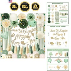 Sage Green Bridal Shower Decorations, Bachelorette Party Decorations Love Lau…