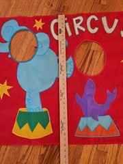 Circus Animal Photo Backdrop Face Cutout Embroidered Party Hanging Flag Banner
