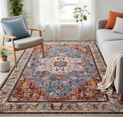 Washable Area Rugs 5×7, Low Pile Soft Vitnage Distressed Rug for Be… Fast Ship