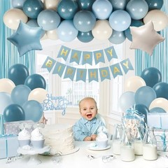 Blue Birthday Decorations for Men with Sand White Light Slate Dusty Blue