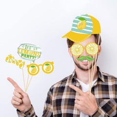 25 PCS Lemon Lime Citrus Lemonade Theme Photo Booth Props With Sticks