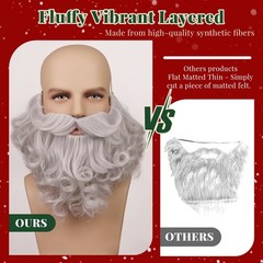 Men’s 8 Inches Curly Silver White Realistic & Fluffy Fake Beard For Wizard Co…