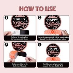 12 Pcs Birthday Table Decorations Glitter Rose Gold Black Birthday Decorations H