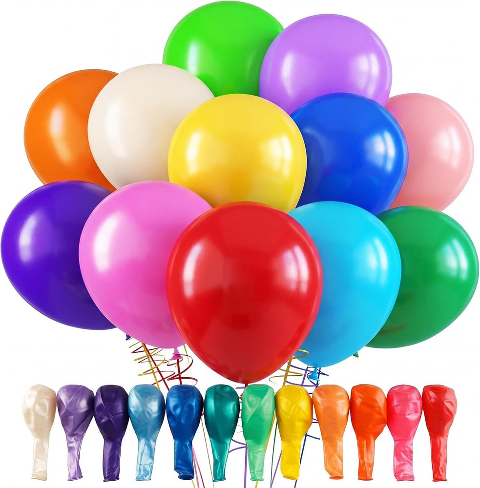 120pcs Rainbow Balloons 12 Inch Assorted Colors Party Arch Decoration Supplies