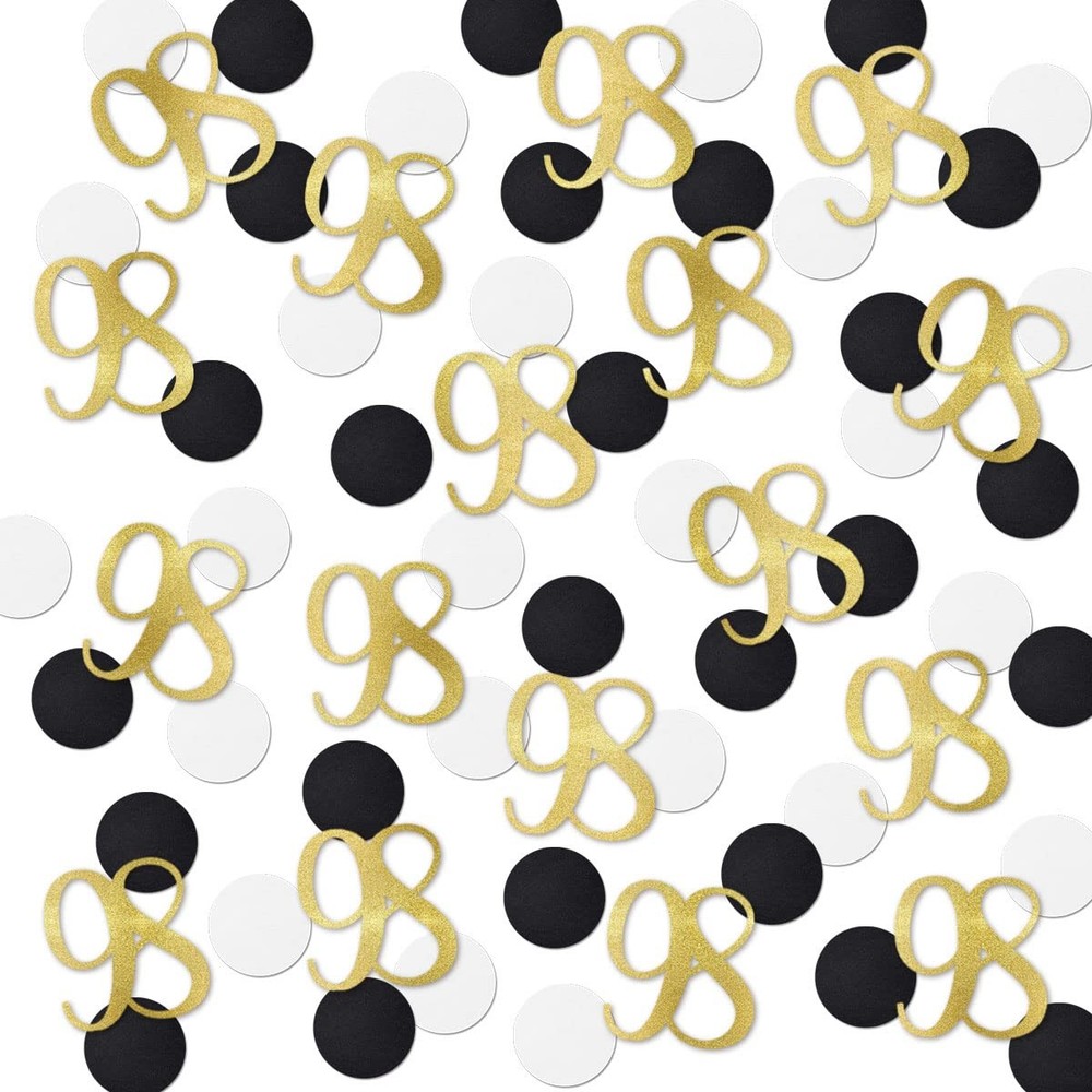 200 PCS Gold Glitter 98 Confetti 98th Birthday Number Anniversary Decor