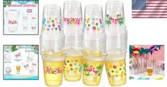 Disposable 12 OZ Tropical Design Luau Cups – 50 Count for Pool & Party Fun