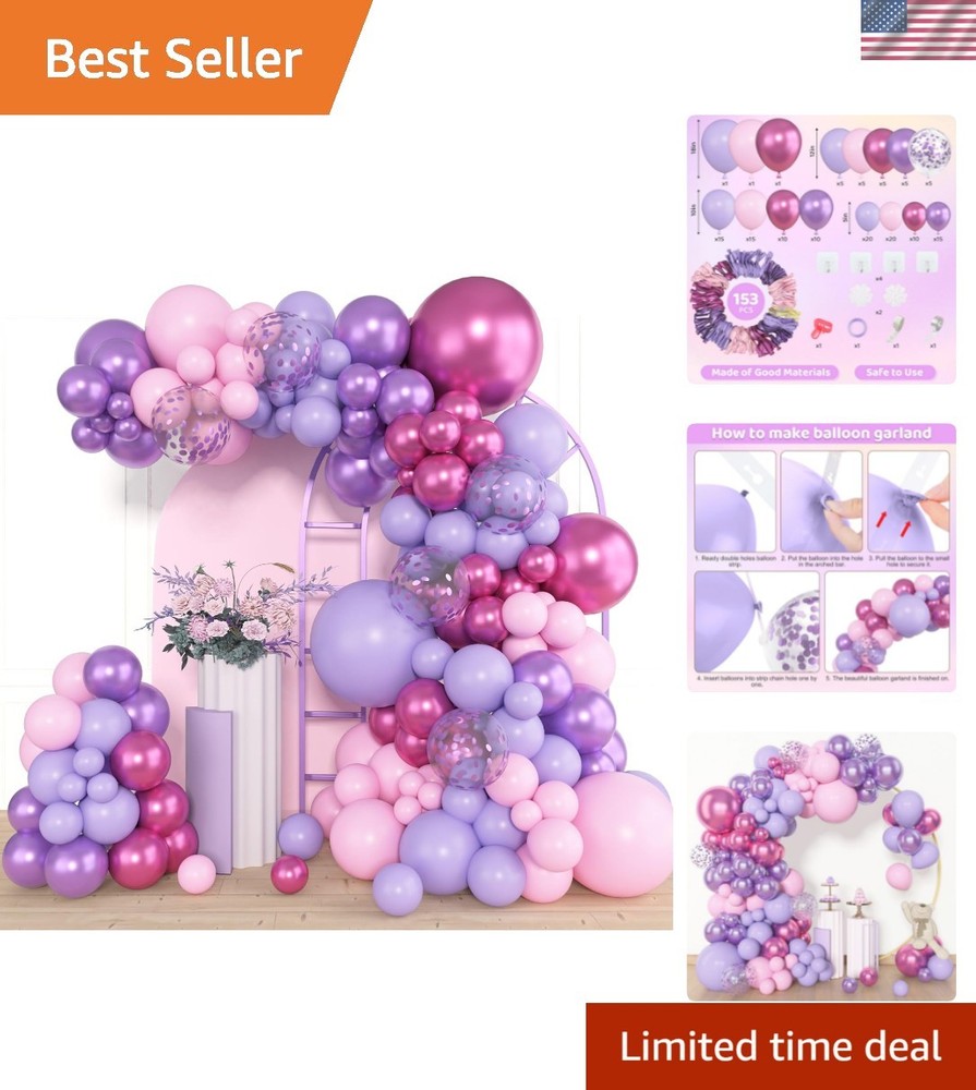 153pcs Pink Purple Balloon Garland Arch Kit, Different Sizes 18 12 10 5 inch …