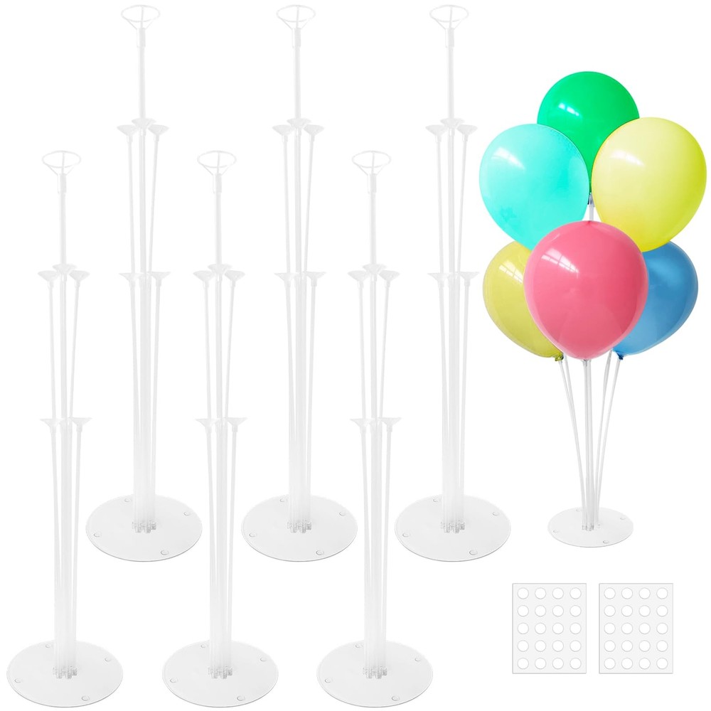 6 Sets Balloon Sticks with Base,Balloon Stand Kits,Balloon Stands with Base f…