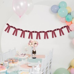 Sherry Bow Garland Banner 1 String 9 PCS, Pre-Strung Satin Ribbon Bow Ornamen…