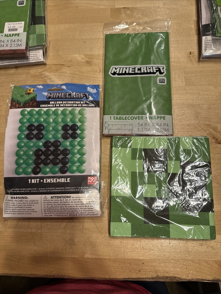 Minecraft Party Supples, , Ballon Wall, Tablecloth Napkin Set