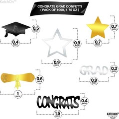 Graduation Decorations 2026 – Pack of 1000, Black and Gold Congrats Grad Grad…
