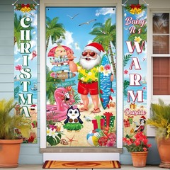3 Pcs Summer Christmas Party Decorations 35x 71 Inches Christmas Door Cover 1…