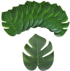 24 GREEN LEAVES ARTIFICIAL HAWAIIAN PALM TREE LEAVES TROPICAL PARTY TABLE DECOR