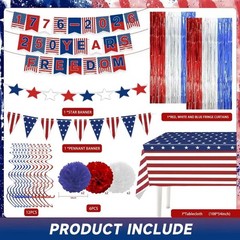 4Th Of July Party Decorations Set, 250 Years Anniversary Day Red White Blue S…