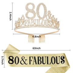 Gold 80th Birthday Tiara & Sash Set, Happy – Fabulous Decorations