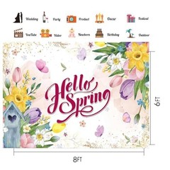 Spring Backdrop 8x6ft – Butterfly Flowers Party Banner for Birthday & Baby Showe