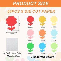 54Pcs Flower Cutouts, Flower Shaped Decorative Cut-Outs Die Cut Paper Decorat…