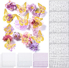 DIY Graduation Cap Decorations Kit Included Faux Flowers 3D Butterfly Self Adhes