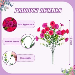 Artificial Flowers for Outdoors, 10 Bundles Fake Plastic Flower Plant, Faux C…