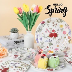 Sturdy 96 Count Vintage Floral Party Dinnerware – Perfect for Weddings & Showers
