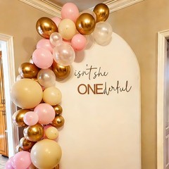 Pink Gold White Balloon Arch Kit – 144 PCs Pastel Light Pink and Beige Sand W…