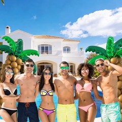 Palm Tree Balloons Set, Hawaiian Party Decorations with Green Tree Leaves Foi…