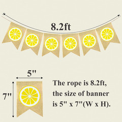 Burlap Lemon Banner Garland Lemon Themed Hanging Bunting Party Decor, Lemonade S