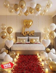 Adeyoo Gold Anniversary Decorations Balloons Banner