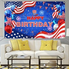 Red White and Blue Birthday Decorations Extra Large 4th of July Banner for Indep