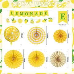 Lemonade Stand Party Decorations – 10PCS Lemonade Stand Banner Paper Fans Balloo