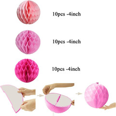 30Pcs 4Inch Pom Poms Tissue Paper Honeycomb Balls Flower Ball Wall Decor Pom Pom