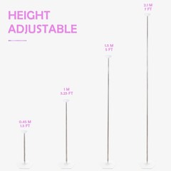 Telescoping Balloon Stand Set of 2, 1.5ft to 7ft Adjustable Metal Balloon Col…