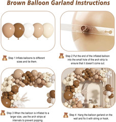 142Pcs Brown Balloons Garland Arch Kit Nude Coffee Brown Boho Blush Tan Neutral
