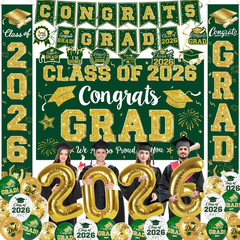 Class of 2026 Graduation Party Decor Set Banner Backdrop Balloons Porch Sign