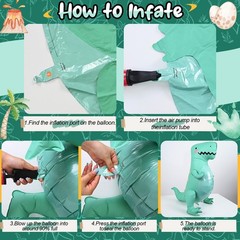 43″ Large 3D Dinosaur Balloon for Party Decorations, Cute Giant Self Standing…