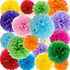 36PCS MIXED TISSUE PAPER POM POMS FLOWER BALLS PLUFFY WEDDING PARTY DECORATION