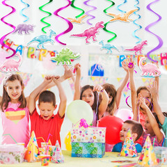 Watercolor Dinosaur Party Hanging Swirl – 24Pcs Dinosaur Party Decorations for G