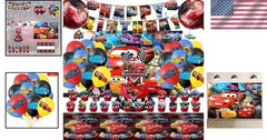 Complete 52-Piece Cars Birthday Decoration Set: Banners, Backdrop & Balloons