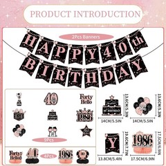 40th Birthday Decorations For Women Rose Gold 40 Year Old Birthday Banners Hangi