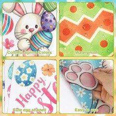Vintage Happy Easter Bunny Egg Window Clings 6 Sheets, Spring Window Decals St..