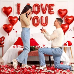 Red Romantic Room Decorations Kit with 16 Inch I Love You Letter Banner 6 Pcs…
