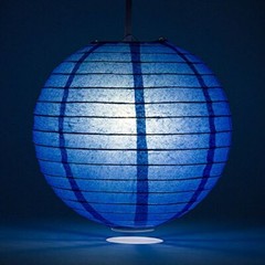 (5-PACK) 8″ Dark Blue Round Paper Lantern, Even Ribbing, Hanging Decoration