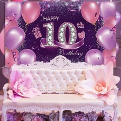Durable Polyester 10th Birthday Banner – 72.8 x 43.3 Inch Chic Decor for Parties