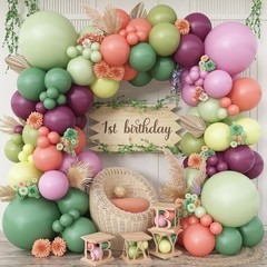 Pink and Green Balloons Arch Double , Sage Olive Green Dusty Blush Pink Ballo…