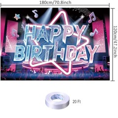 Happy Birthday Music Note Backdrop Banner Dancing Photography Background Disco