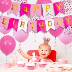 Luxury Pink Birthday Banner & Balloons – Perfect for Girls and Women Parties